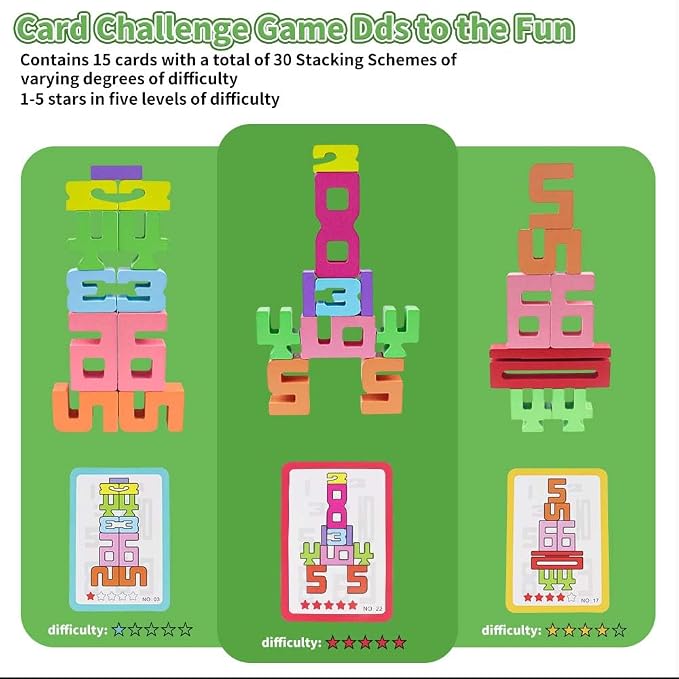 rytopt Wooden Number Building Blocks, 20Pcs Digital Building Blocks from 1 to 10, Easter, Party Favors, Stocking Stuffers, Classroom Must Haves, Back to School Supplies, School Supplies