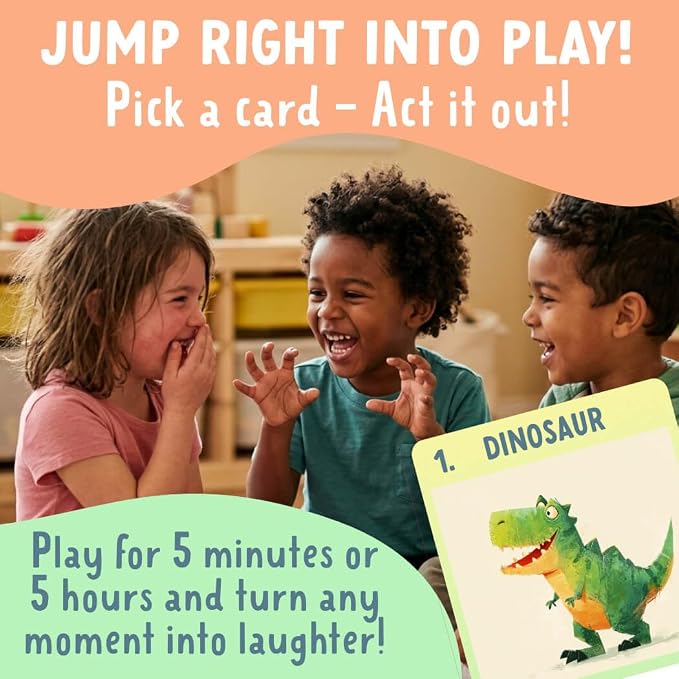 Charades for Kids & Family – Fun Acting Card Game for Family Game Night, No Reading Required & Cooperative Picture Charades Board Game, Ages 4 and Up, Kids Charades Game, for Boys & Girls