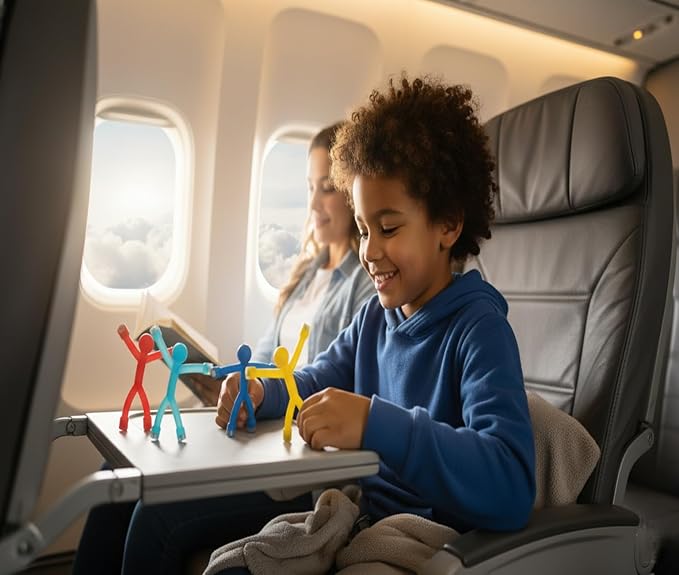 MAGMEN Magnetic People Figures, 20 Pc Magnet Men Kids Airplane Travel Toys | 3 in. poseable fidget figures, Mixed colors, magnets securely embedded. Quiet car, desk and road trip play. With metal tin.