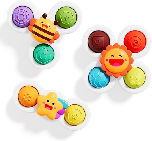 Pop Suction Cup Spinner Airplane Travel Toys for 1 Year Old Boy Girl | Novelty Spinning Tops Infant 12 18 Months,1 2 Year Old Boy Birthday Gift for Toddlers ,Sensory Baby Bath Toy Kids Ages 1-3