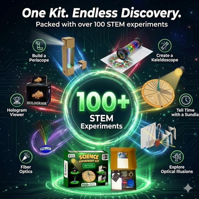 PW Light & Shadow Science Kit for Kids Ages 8–14, 100+ DIY Activities | Kids Science Experiment Kit, Hands-On Learning Toy, Birthday/Return Gift