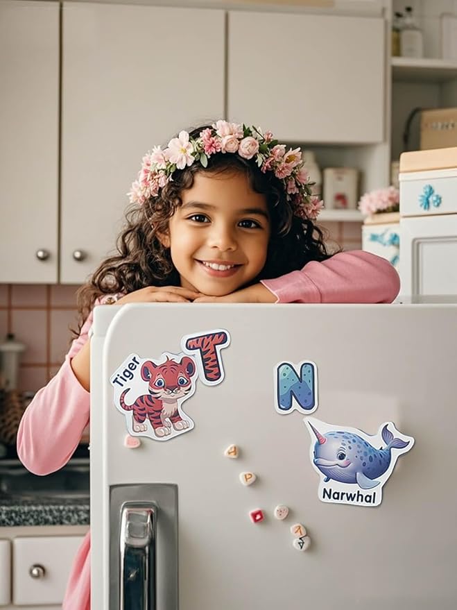 Animal Magnets Letter for Kids 52 PCS Educational Learning Toy | Fridge Magnetic,Cute Animal Refrigerator ABC Alphabet for Toddlers 1-3 ,Preschool Spelling Tool,Gifts
