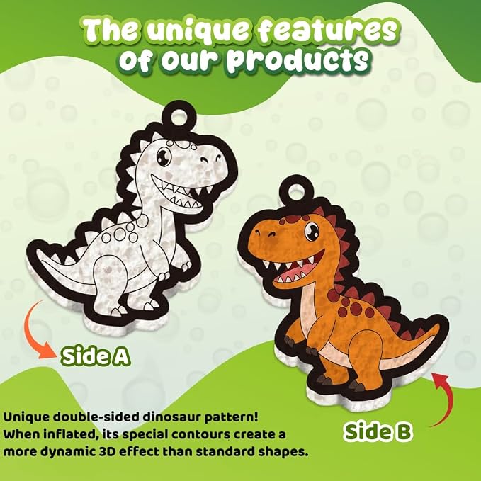Richgv Magic Aqua Puffs, 3D Art Kit, Dinosaur, Mess-Free Paint by Number Craft for Kids, DIY Color & Inflate Activity, Travel & Creative Gift for Girls & Boys Ages 4, 5, 6, 7, 8, 9, 10