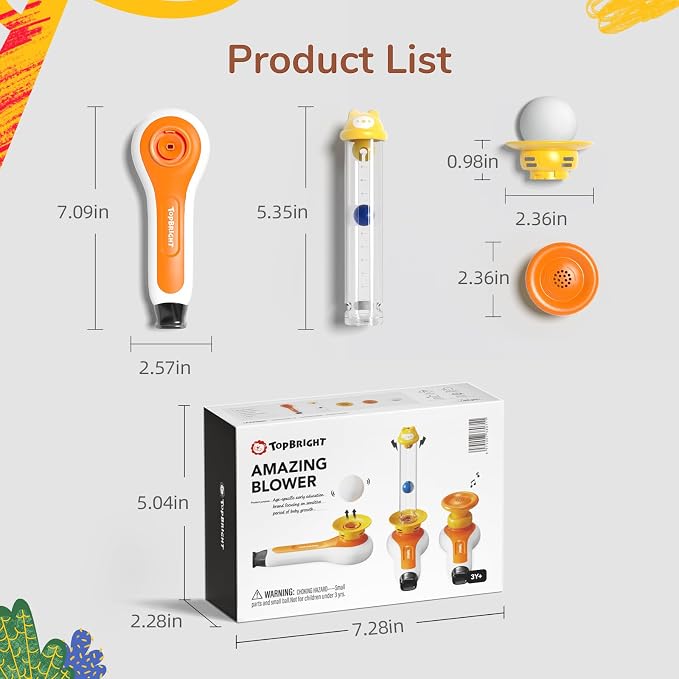 TOP BRIGHT 3 in 1 Sensory Toys for Toddlers with Whistle & Ball Blowing | Early Development Activity Toys for Speech Therapy, Montessori Fine Motor Skills Toys for 3 4 5 Year Old Boys Girls Gifts