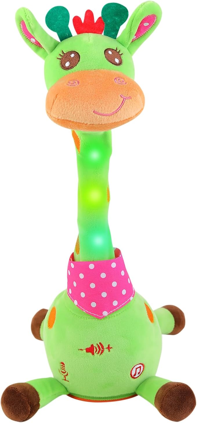 Emoin Talking Giraffe Baby Toy for Baby Toddler, Dancing Giraffe Toy Singing Mimicking Recording Repeating What You Say with LED English Sing for Boys Girls Gift, 15 Second Recorde | Mimicking Repeating What You Say, LED Flashing Plush Giraffe Gift for...