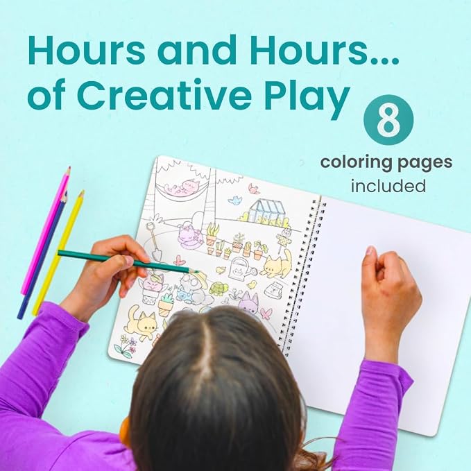 Cupkin Land of Cats Coloring & Sticker Activity Book | 300+ Stickers | Spiral-bound kids craft format with 8 scenes, 8 art pages, side-by-side viewing, and an easy-peel design for ages 2–8