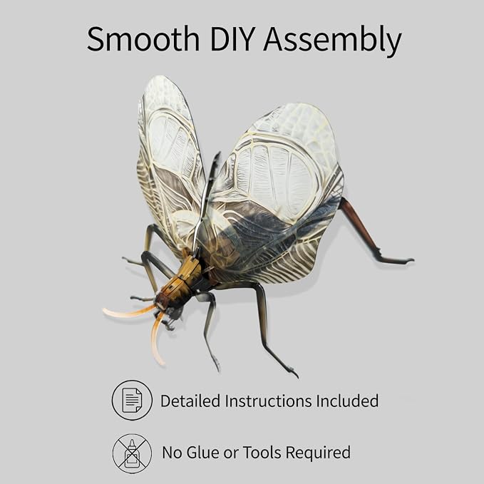 3D Acrylic Insect Puzzle DIY Bug Model Kit Animal STEM Gift | Building Kits Crafts Figurine Sculpture Nature Decoration Educational Display Toys for Kids Teens and Adults (Bell Cricket)