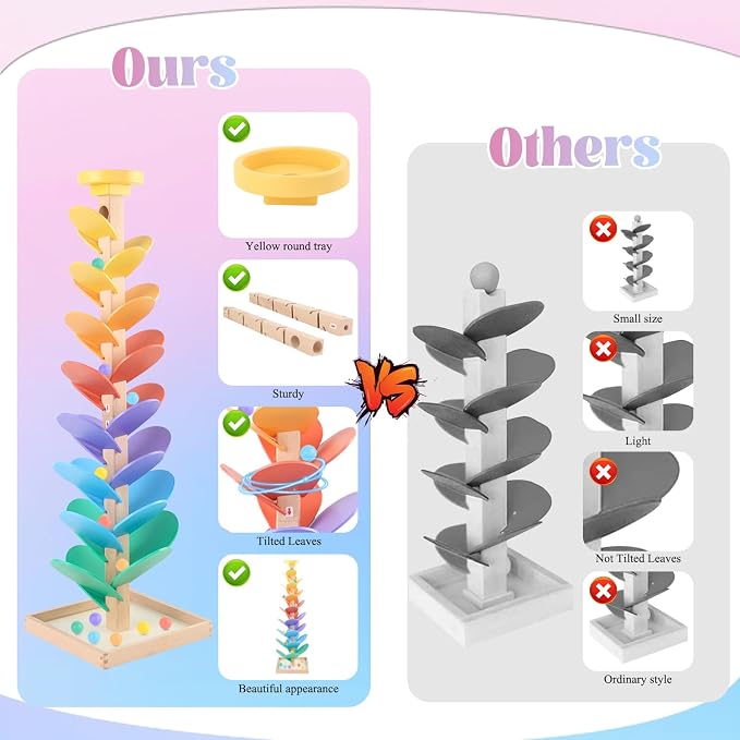 Wooden Marble Run Music Tree Montessori Toys Marble Ball Run for Kids 3-5 | Wood Ball Drop Toys for 4-8 8-12 Color Sorting Learning Game Boys and Girls Birthday Holiday Gift