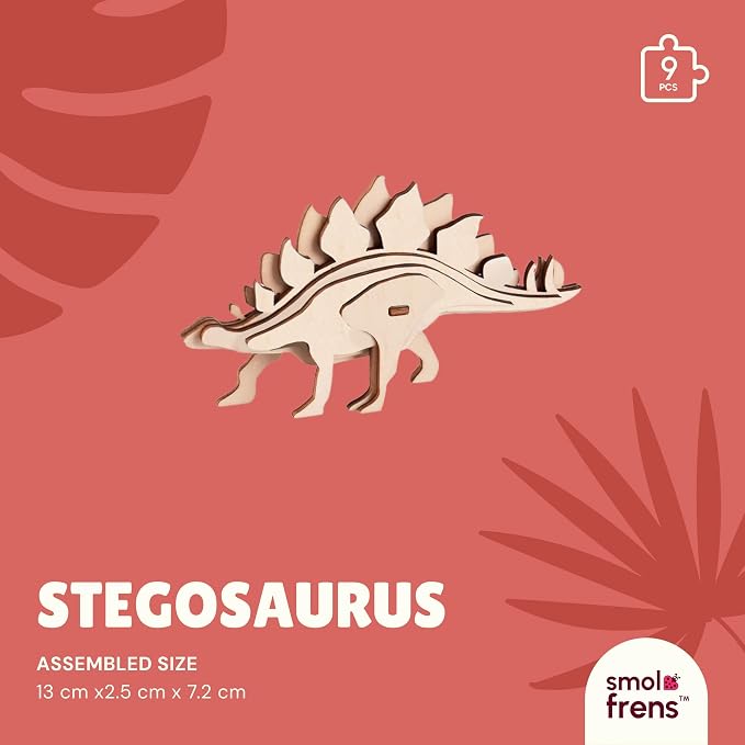 3D Wooden Puzzles for Kids Ages 8+, 4 Pack Dinosaur Puzzles, FSC-Certified Wood, Plastic-Free, STEM Kit for Kids Teens Adults, Wood Craft Model Kit, Individually Wrapped Party Favors - Jurassic Frens