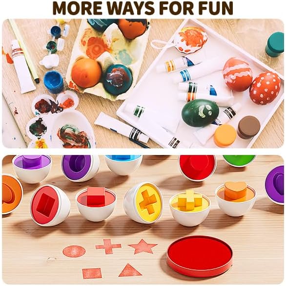 JUKUDAHU Matched Eggs Toys for 18M+ Year Old - Shape Color Sorting Games | Kids Easter Eggs, Sensory Toys, Preschool Educational Toy, Gifts for Boys and Girls 2+