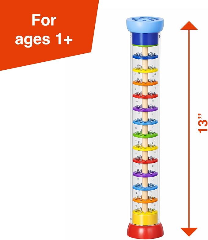 Goki Wooden Rain Stick Musical Instrument I Montessori Rainmaker Toy for Toddlers 1-3 - Sensory Baby Rattle & Auditory Development Toy for Boys & Girls - Wooden Rainstick