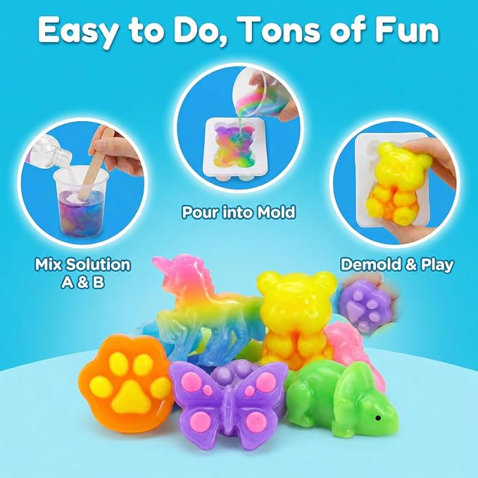 Carolart Squishy Making Kit, DIY Squishies Maker, Craft Kits for Kids | DIY squishy toys with fast curing nonsticky material, STEM arts & crafts activity kit, gift for girls and boys ages 6-12