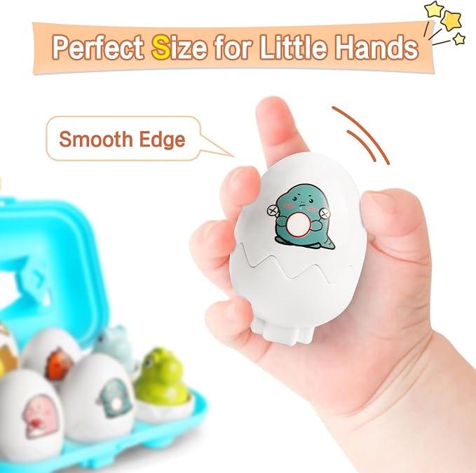 Tinabless Hide & Squeak Dinosaur Eggs, Montessori Sorting & Matching Learning Toys for Toddlers Kids Boys Girls, Easter Basket Stuffers Gifts Party Favors