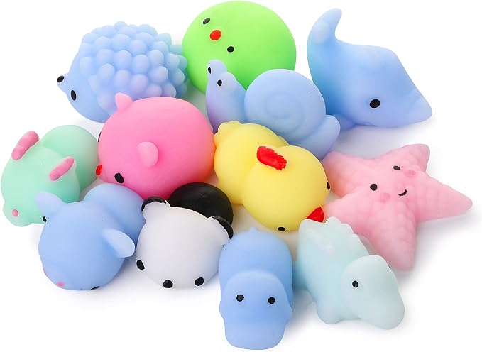 Mr. Pen- Pastel Animal Squishy Toys, 12 Pack | Washable Twistable Stretchy Squishies, Soft Stress Relief Sensory Toys for Squeezing, Cute Gifts