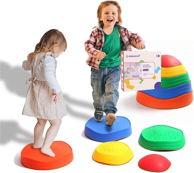 Balance stepping stones for kids, non-slip toddlers sensory toys outdoor or indoor play, promoting motor skills and confidence, Obstacle Course Coordination Toys for children age 3 4 5 6 7+