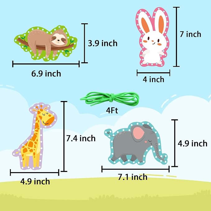 Jungle Animal Lacing Cards for Kids 12 Packs Double Sided Sewing Kits Lion Wild Animal Sewing Cards Educational & Learning Activities Fine Motor Skill for School Supplies Jungle Party Decor