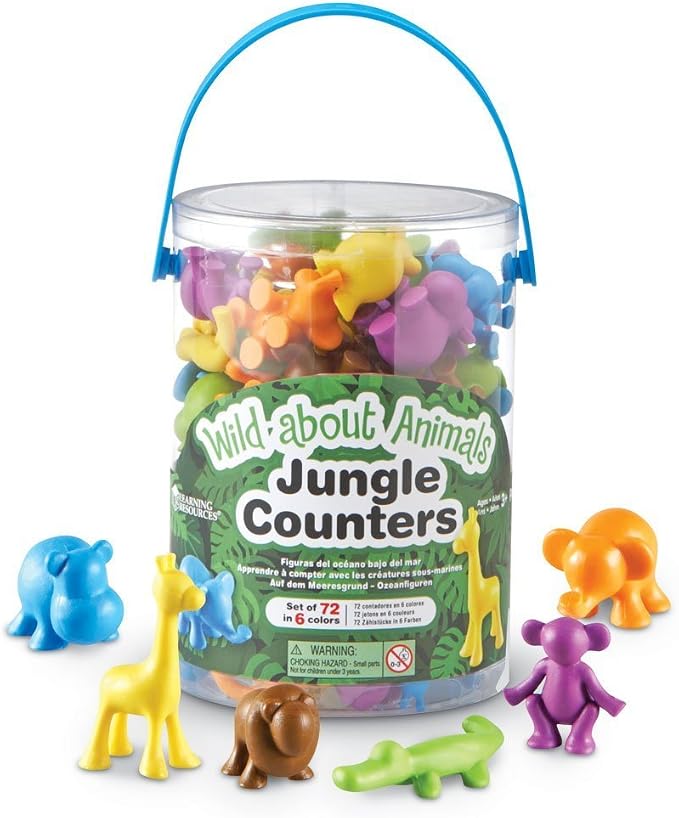 Learning Resources Wild About Animals Jungle Counters | Toddler Counting Toys, Animal Counters, Math Manipulatives, Color Sorting Toys, Fine Motor Skills, Preschool Matching Toy