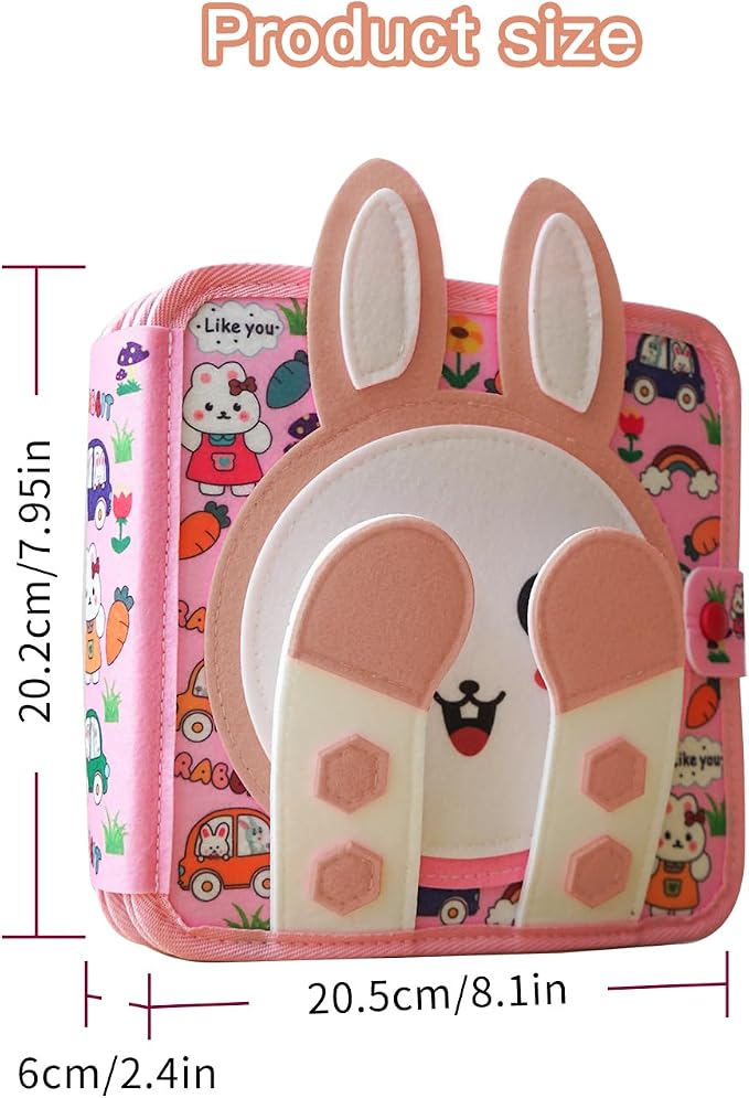 Busy Book for Toddlers 1-3 Years Old, Quiet Busy Board, Suitable for 1-Year-Olds, Montessori Toy, Birthday Gift for 1-Year-Old Boys and Girls, Felt Activity Book, Baby Travel Toy