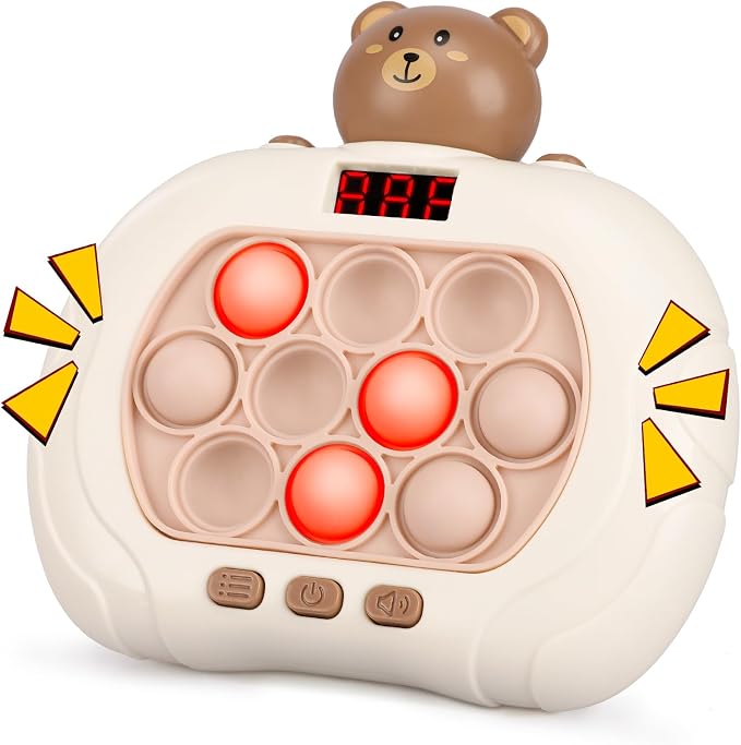 Blackma Fast Push Light Up Fidget Toys for Kids, Handheld Puzzle Game Sensory Toys, Christmas Toys Gifts for 3-12 Year Old Boys Girls (Brown-Bear)