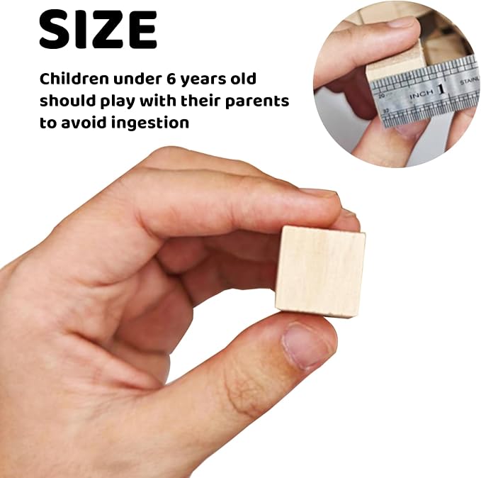 MUXGOA Wooden Cubes,Pack of 100 Unfinished Wood Blocks for Crafting,3/4inch Wood Square Blocks for Crafts Making & DIY Projects & Decor