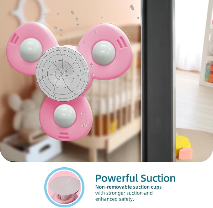 LiKee Strong Suction Cup Fidget Rotating Sensory Bath Toys for Baby Christmas Stocking Stuffers, Airplane Car Travel Table & Window Toys for Toddler Boys and Girls, 10+ Months