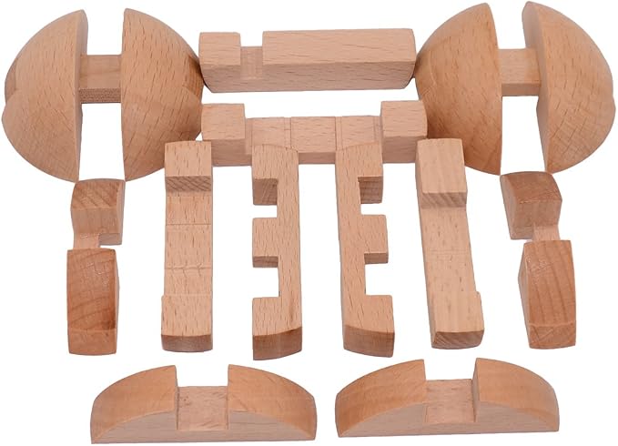 KINGOU Wooden Sphere Puzzle Brain Teaser Toy for Kids and Adults | Measures 2.36 inches, ideal ball stocking stuffer puzzle gift, includes 3 random metal puzzles and guide