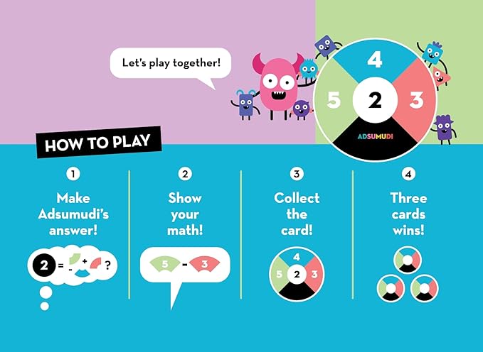 Evermade Adsumudi Math Game - Little Ones - The Adorably Fun Game for Clever Kids to Grow Their Addition, Subtraction and Mental Math Skills - Great for Ages 4 and Up