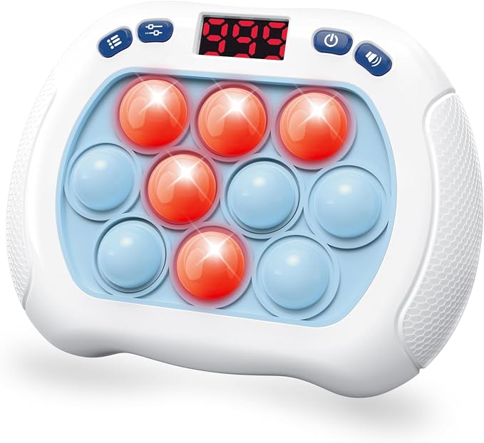 Intoypad Quick Push Pop Game Light Up Fidget Toy for Kids Lightblue | 6 Modes LED Screen Quick Push Pop Game Controller Electric Fidget Popper Game Bubble Game Birthday Gifts Toys for Kids Boys