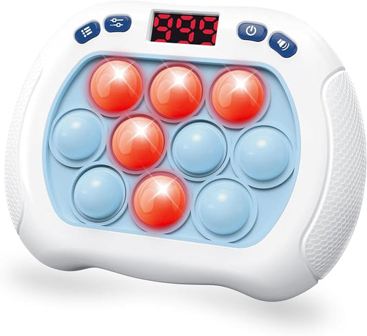Intoypad Quick Push Pop Game Light Up Fidget Toy for Kids Lightblue | 6 Modes LED Screen Quick Push Pop Game Controller Electric Fidget Popper Game Bubble Game Birthday Gifts Toys for Kids Boys