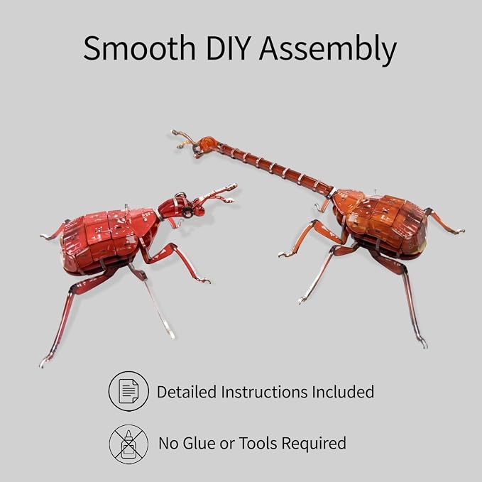 3D Acrylic Insect Puzzle DIY Bug Model Kit Animal STEM Gift | Building Kits Crafts Figurine Sculpture Nature Decoration Educational Display Toys for Kids and Adults (Giraffe Weevil)