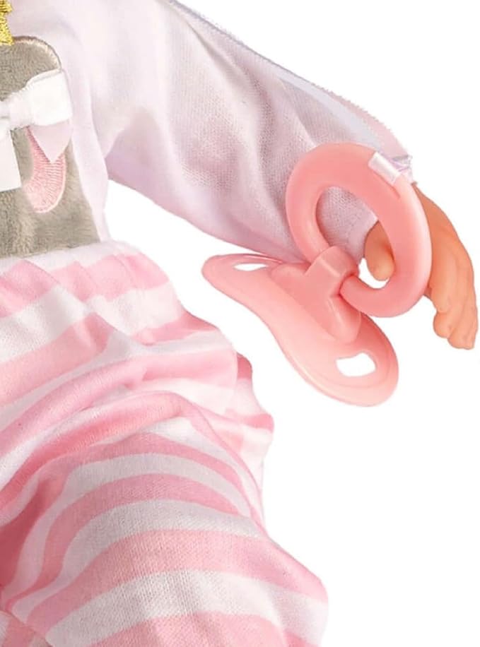 15" Realistic Soft Body Baby Doll with Open/Close Eyes | JC Toys - Berenguer Boutique | 10 Piece Gift Set with Bottle, Rattle, Pacifier & Accessories | Pink | Ages 2+