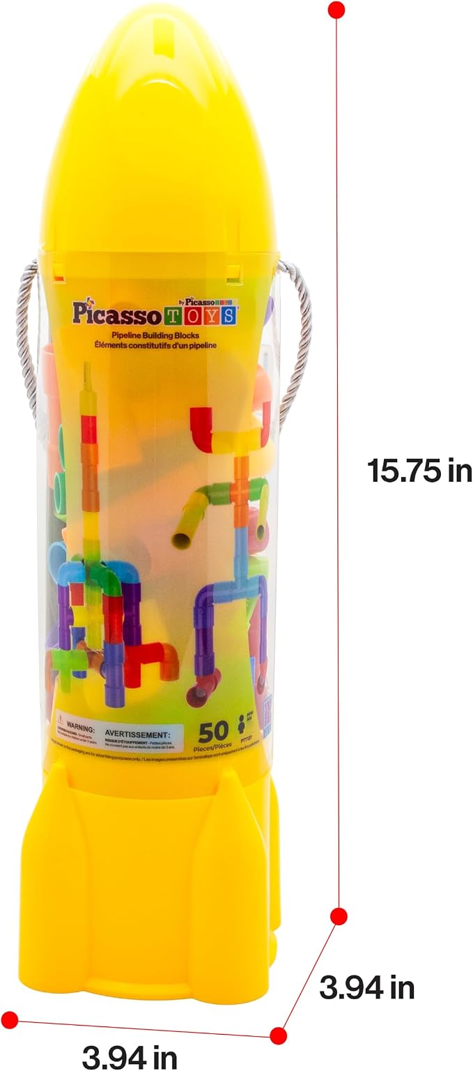 PicassoTiles Pipe Tube Construction Building Toys Stacking Toy Puzzle Game for Early Learning Montessori Playset Educational Connector Blocks Brain Development Kit Ages 3+ Toddler Boys & Girls PTT137