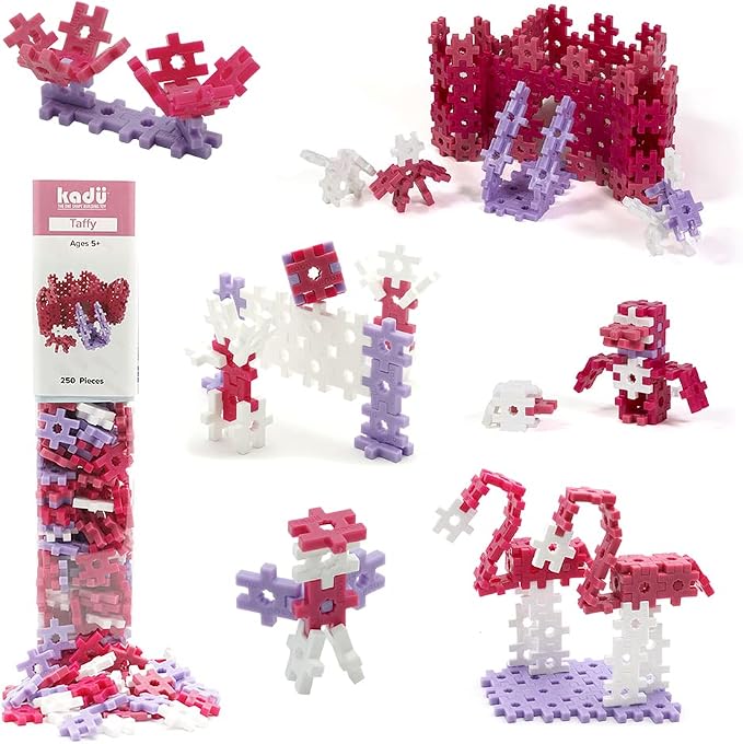 KADÜ 250 Piece Taffy Set Kids Age 5+ Building Block STEM Interlocking Toy | Creative Mini Sensory Construction Puzzle tiles - Open Ended Play Gift Boys + Girls - Classroom Homeschool Manipulatives