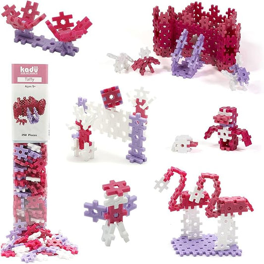 KADÜ 250 Piece Taffy Set Kids Age 5+ Building Block STEM Interlocking Toy | Creative Mini Sensory Construction Puzzle tiles - Open Ended Play Gift Boys + Girls - Classroom Homeschool Manipulatives