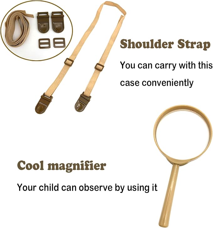 Bug Catcher Kit, Kids Bug Collection Kit, Outdoor Nature Explorer Kit with Tweezers, Magnifying Glass, Science Educational Kit, Bug Observation Container for Boys and Girls (Gold)