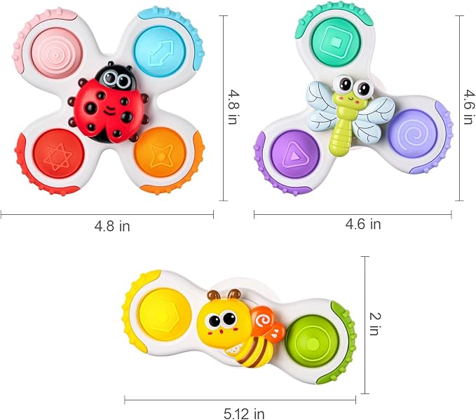Pop Suction Cup Spinner Airplane Travel Toys for 1 Year Old Boy Girl | Novelty Spinning Tops Infant 12 18 Months,1 2 Year Old Boy Birthday Gift for Toddlers ,Sensory Baby Bath Toy Kids Ages 1-3