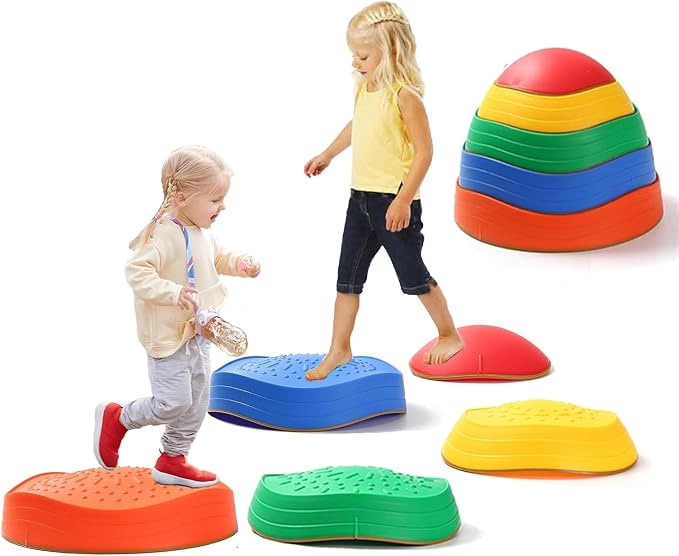 Fanboxk Stepping Stones for Kids,Non-Slip Toddler Sensory Toy | Sensory Balance Stepping Stones for Promoting Toddler Balance Coordination Skills,Up to 220 LBS for Indoors or Outdoors Play