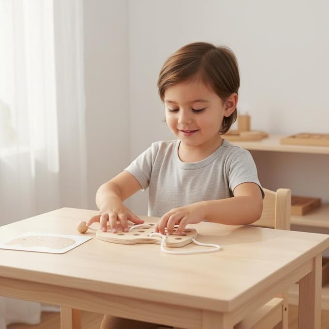 Children Threading Game Wooden Animal Lacing Board Toy Preschool Learning Board Hands On Lacing Puzzle Educational Fine Motor Skills Basswood Plywood, Elephant