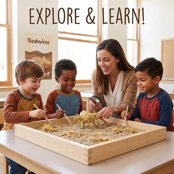 Bedwina Dinosaur Fossil Skeleton - (Pack of 24) 3.7 Inch Assorted Plastic Dino Figure Bones for Kids Science Dig Kit, Digging Sandbox Bins Play Toys, Party Favors, Birthday Decorations