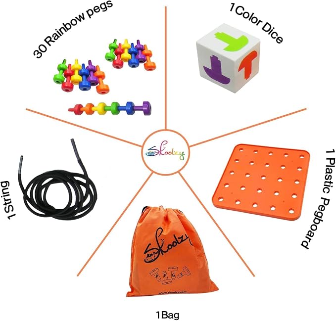 Skoolzy Peg Board Toddler Stacking Toys - Plastic Peg Board Toddler Toys