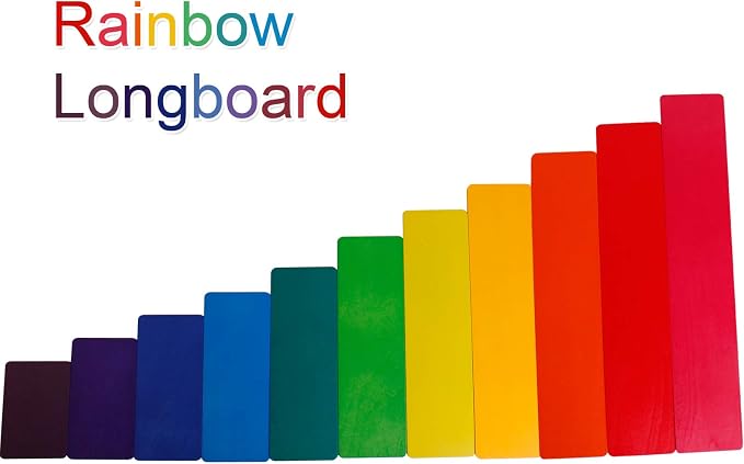 Dinhon 11 PCS Wooden Rainbow Board Oversized Stacking Game Jigsaw Puzzle Building Blocks Children's Baby Toddler Toys 3 Years Old Boys and Girls Toy Gifts