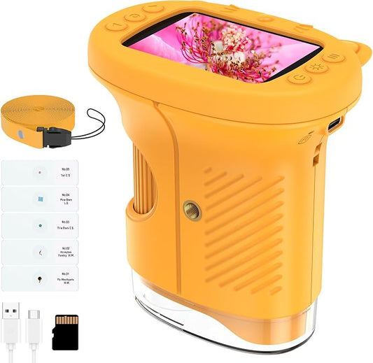 Kids Handheld Digital Microscope 1000X: Science Gift Kit STEM Toy Ages 5-13 | 8GB SD Card for Photo/video, Rechargeable, 2.4" Screen, 8 LEDs, Portable Magnifying Glass Pocket Miniscope for Girls Boys