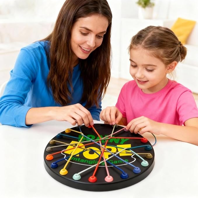 Rope Untangling Game, Brain Knots Game Strategy Thinking for All Ages | Elastic Rope Design, Plastic, Multi-color, Multi level Difficulty, practical portable storage bag, Fun Family Activity