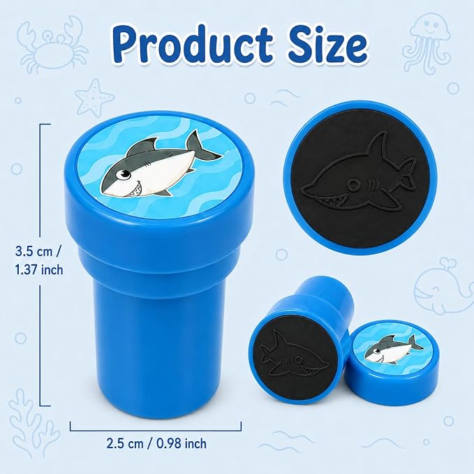 Cinrobiye 24 Pcs Ocean Animal Stampers Party Favor Set, Cute Sea Life Stamps for Kids Birthday Party, Classroom Rewards, Carnival Prizes, Goody Bag Fillers, Under the Sea Party Supplies