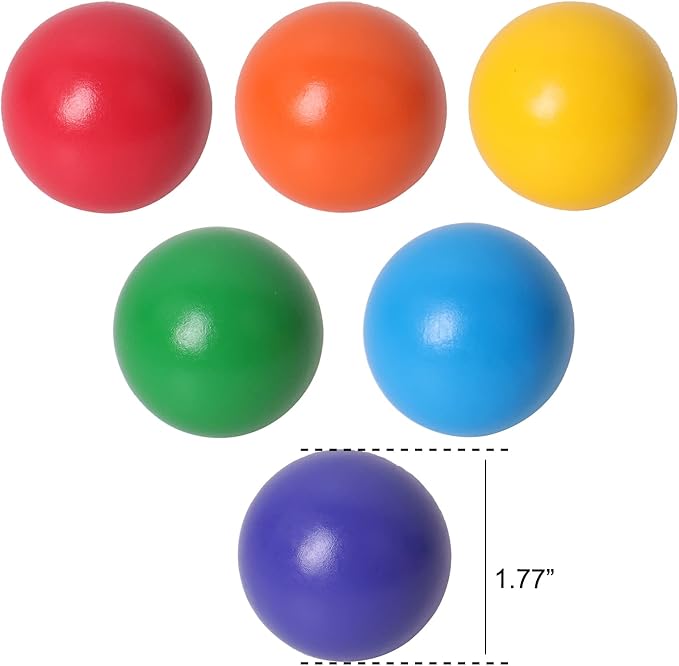 Wooden Rainbow Balls, 6 PCS Colorful Wooden Ball Toys for Toddler & Baby Grasping, Rainbow Ball Matching with Rainbow Stacker