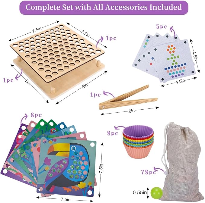 Offelec Fine Motor Games, Color Sorting Toys for Little Hands, Special Education Stacking Toy
