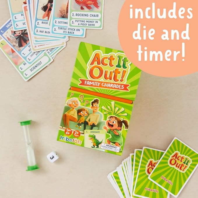 Charades for Kids & Family – Fun Acting Card Game for Family Game Night, No Reading Required & Cooperative Picture Charades Board Game, Ages 4 and Up, Kids Charades Game, for Boys & Girls