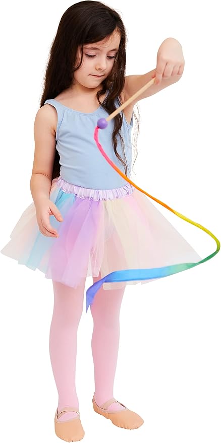 Sarah's Silks Mini Rainbow Streamer - Long Ribbon Wand for Kids, Pretend Play, Dance, Baton Stick Twirling, and Gymnastics Party Favors | 100% Silk and Wood Montessori and Waldorf Toys (2)
