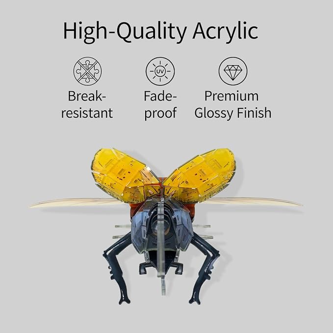 3D Acrylic Insect Puzzle DIY Bug Model Kit Animal STEM Gift | Building Kits Crafts Figurine Sculpture Nature Decoration Educational Display Toys for Kids and Adults (Hercules Beetle)