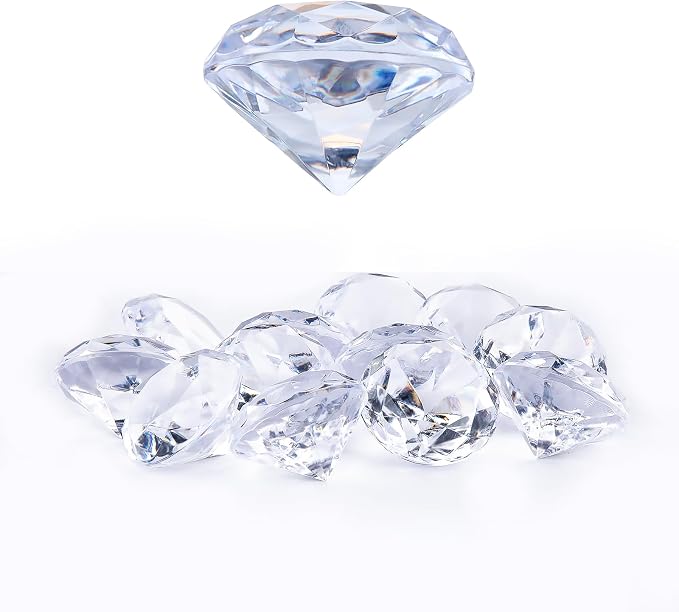 Niceup 26PCS Fake Diamonds Gem Toys, 1.5in Clear Pool Diving Gems Acrylic Plastic Gemstones for Kids, Party Décor Jewels Treasure Hunt Hiding Sensory Bin Filler Toys Craft Supplies